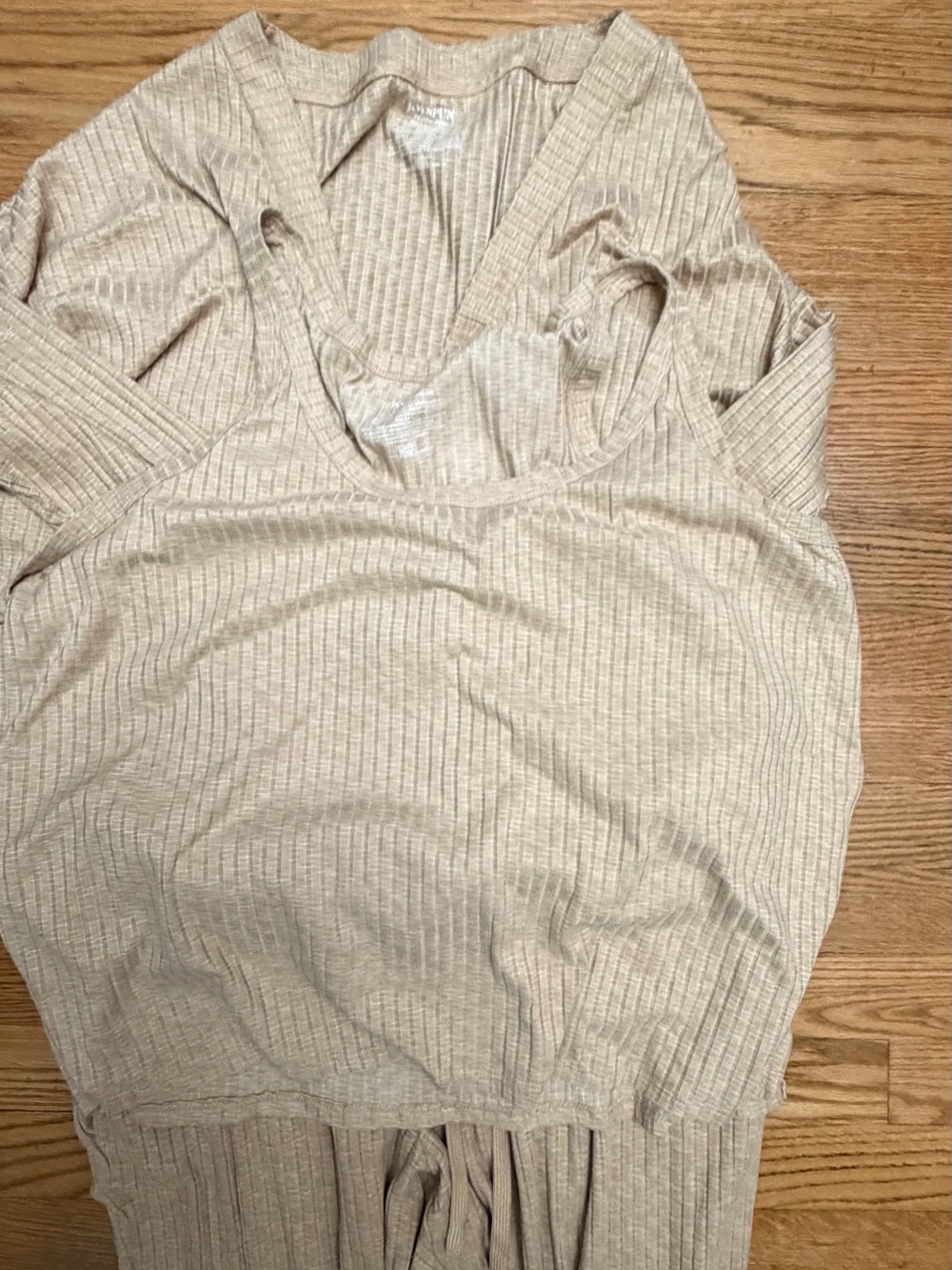 Joyspun Women’s 3-Piece Ribbed Lounge Set Size 2X 18W-20W Oatmeal - Picture 3 of 9